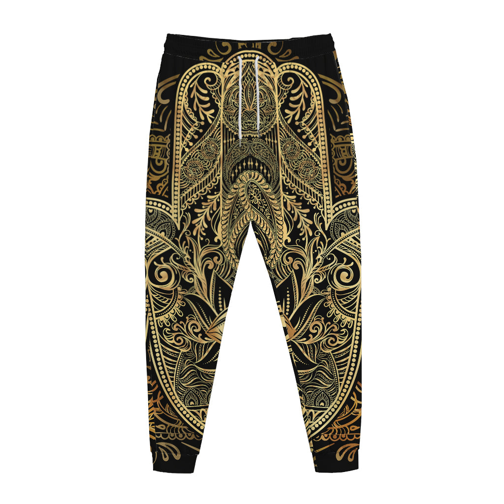 Gold Hamsa Hand Print Jogger Pants
