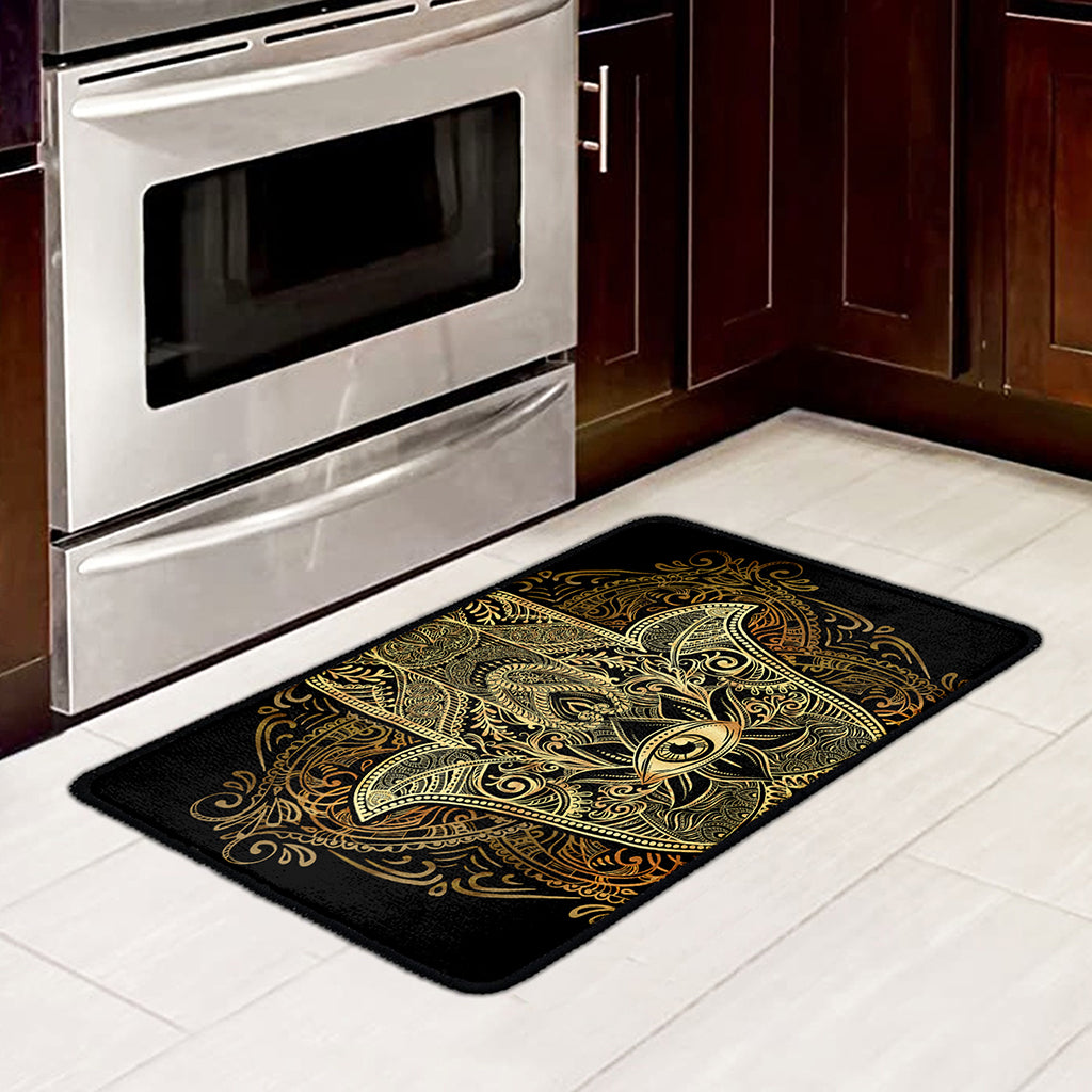 Gold Hamsa Hand Print Kitchen Mat