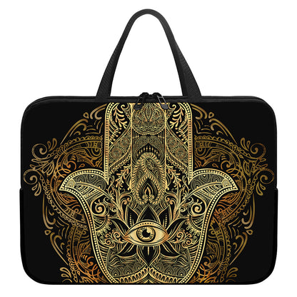 Gold Hamsa Hand Print Laptop Sleeve With Handle