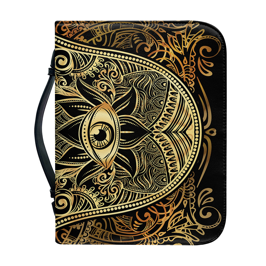 Gold Hamsa Hand Print Leather Bible Cover