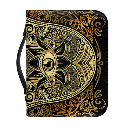 Gold Hamsa Hand Print Leather Bible Cover