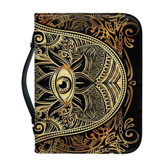 Gold Hamsa Hand Print Leather Bible Cover