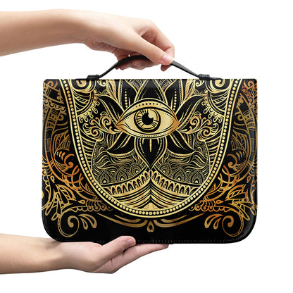 Gold Hamsa Hand Print Leather Bible Cover