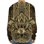 Gold Hamsa Hand Print Long Sleeve Baseball Jersey