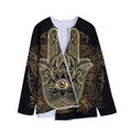 Gold Hamsa Hand Print Long Sleeve Short Coat