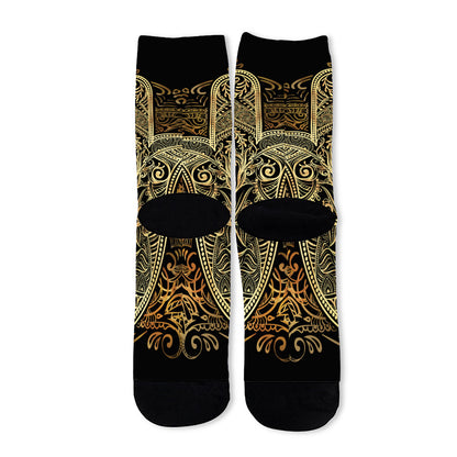 Gold Hamsa Hand Print Long Socks