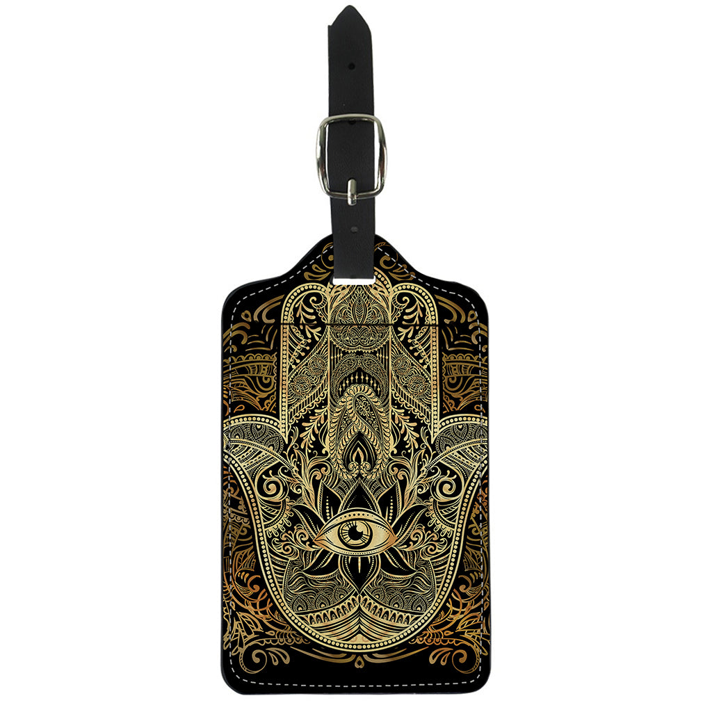 Gold Hamsa Hand Print Luggage Tag