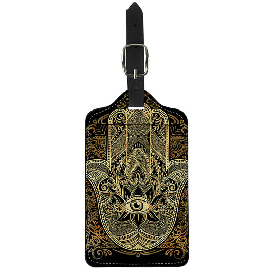 Gold Hamsa Hand Print Luggage Tag