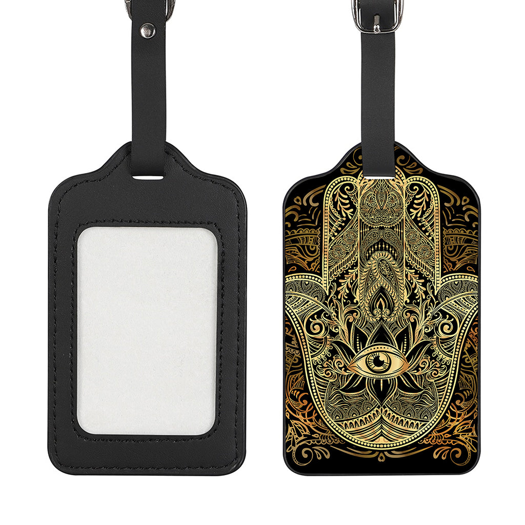 Gold Hamsa Hand Print Luggage Tag