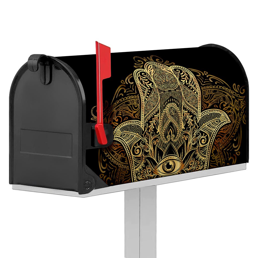 Gold Hamsa Hand Print Mailbox Cover