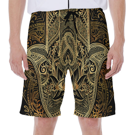 Gold Hamsa Hand Print Men's Beach Shorts