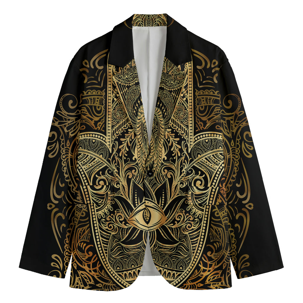 Gold Hamsa Hand Print Men's Blazer