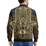 Gold Hamsa Hand Print Men's Bomber Jacket