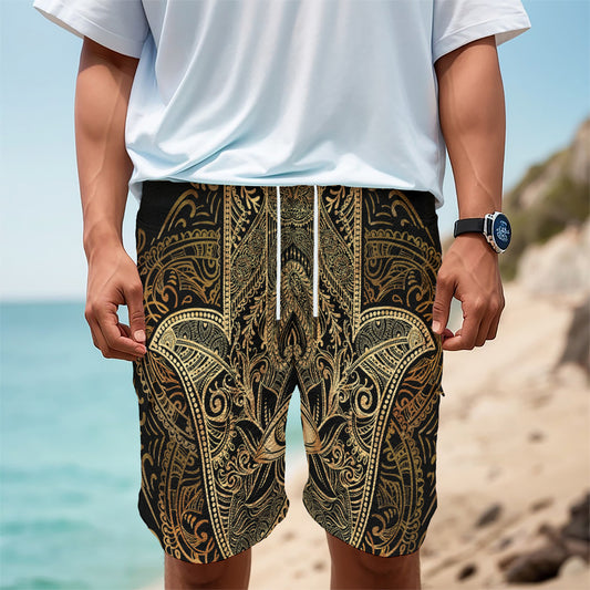 Gold Hamsa Hand Print Men's Cargo Shorts