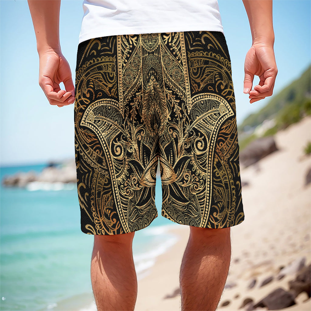 Gold Hamsa Hand Print Men's Cargo Shorts