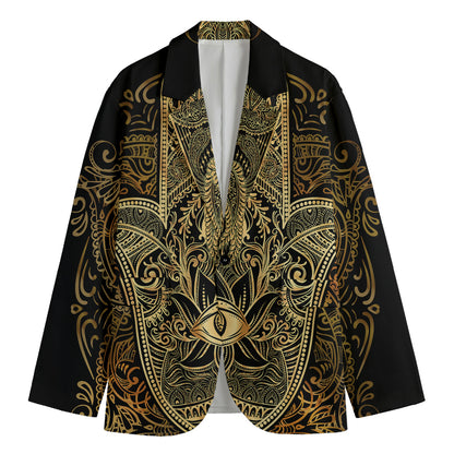 Gold Hamsa Hand Print Men's Cotton Blazer