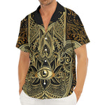 Gold Hamsa Hand Print Men's Deep V-Neck Shirt