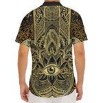 Gold Hamsa Hand Print Men's Deep V-Neck Shirt