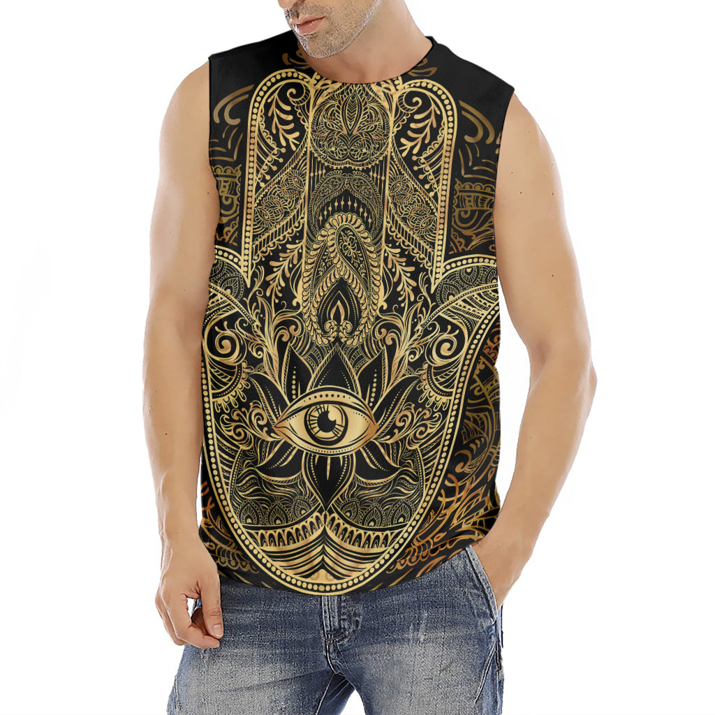 Gold Hamsa Hand Print Men's Fitness Tank Top
