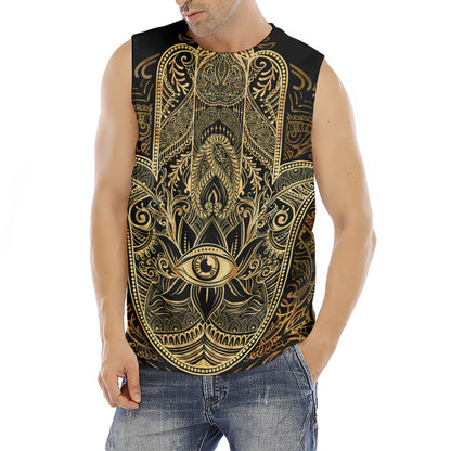 Gold Hamsa Hand Print Men's Fitness Tank Top