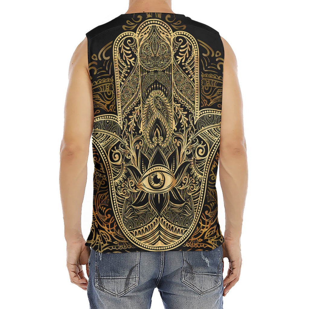Gold Hamsa Hand Print Men's Fitness Tank Top