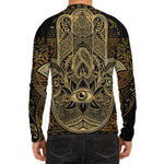 Gold Hamsa Hand Print Men's Long Sleeve Rash Guard