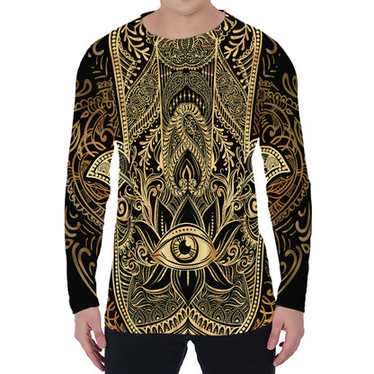 Gold Hamsa Hand Print Men's Long Sleeve T-Shirt