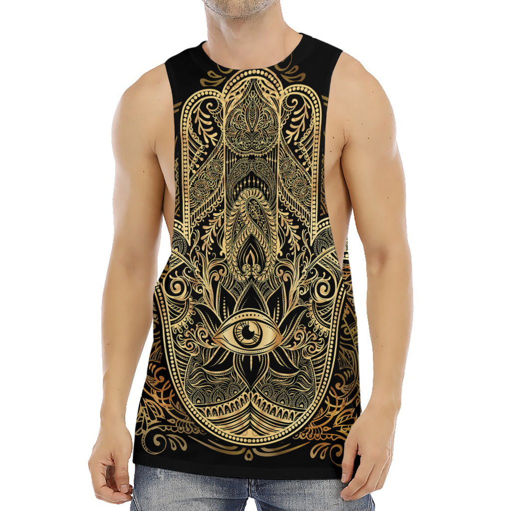 Gold Hamsa Hand Print Men's Muscle Tank Top