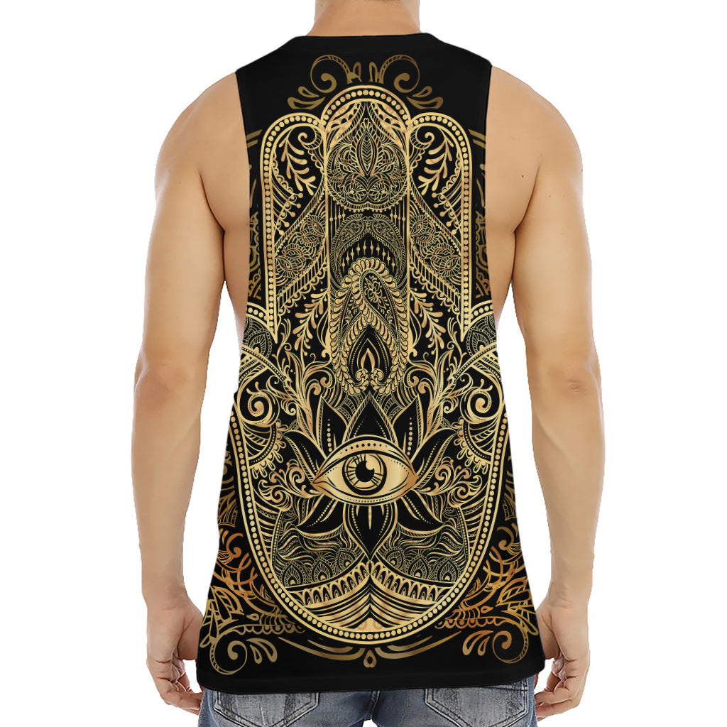 Gold Hamsa Hand Print Men's Muscle Tank Top
