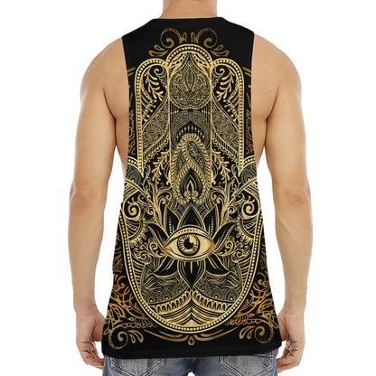 Gold Hamsa Hand Print Men's Muscle Tank Top