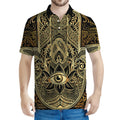Gold Hamsa Hand Print Men's Polo Shirt