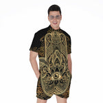 Gold Hamsa Hand Print Men's Rompers