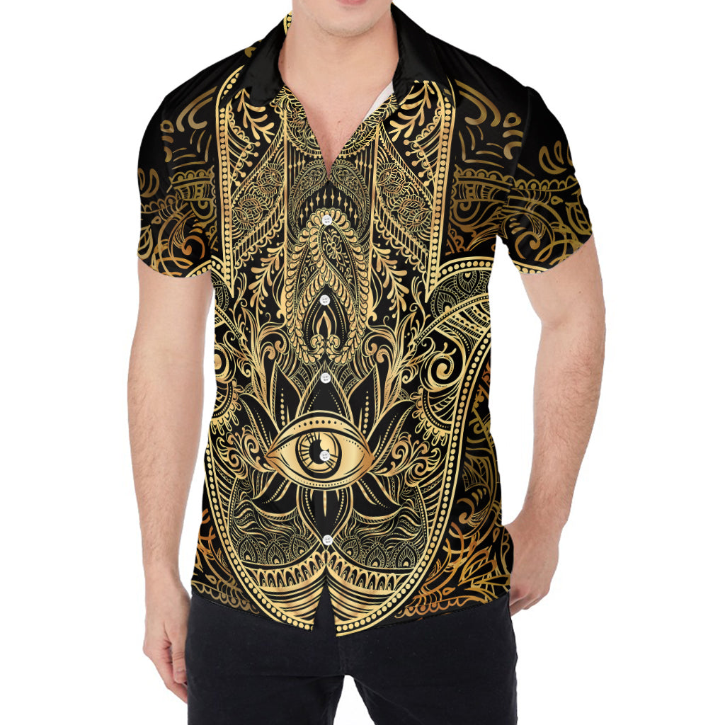Gold Hamsa Hand Print Men's Shirt