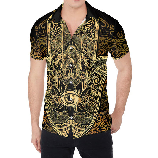 Gold Hamsa Hand Print Men's Shirt