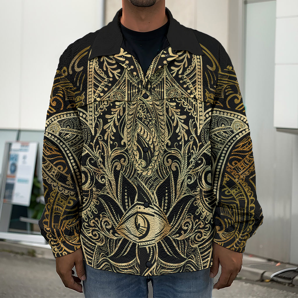 Gold Hamsa Hand Print Men's Shirt Jacket