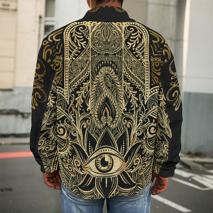 Gold Hamsa Hand Print Men's Shirt Jacket