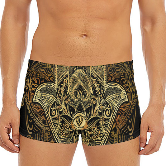 Gold Hamsa Hand Print Men's Short Boxer Briefs