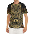 Gold Hamsa Hand Print Men's Short Sleeve Rash Guard