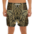 Gold Hamsa Hand Print Men's Split Running Shorts