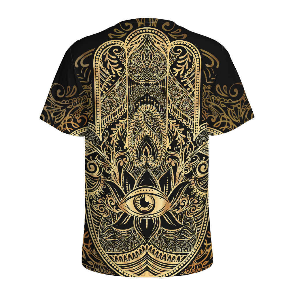 Gold Hamsa Hand Print Men's Sports T-Shirt