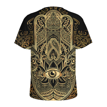 Gold Hamsa Hand Print Men's Sports T-Shirt