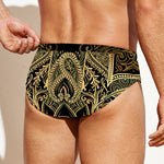 Gold Hamsa Hand Print Men's Swim Briefs