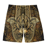 Gold Hamsa Hand Print Men's Swim Trunks