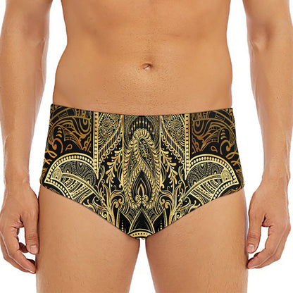 Gold Hamsa Hand Print Men's Triangle Swim Briefs