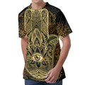 Gold Hamsa Hand Print Men's Velvet T-Shirt
