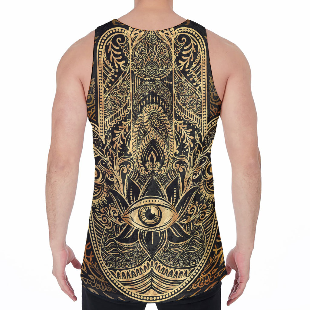 Gold Hamsa Hand Print Men's Velvet Tank Top
