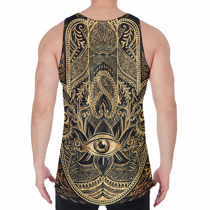 Gold Hamsa Hand Print Men's Velvet Tank Top