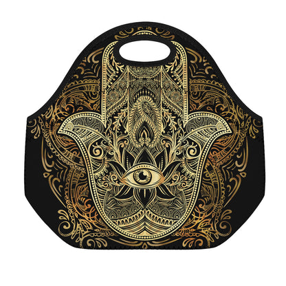 Gold Hamsa Hand Print Neoprene Lunch Bag