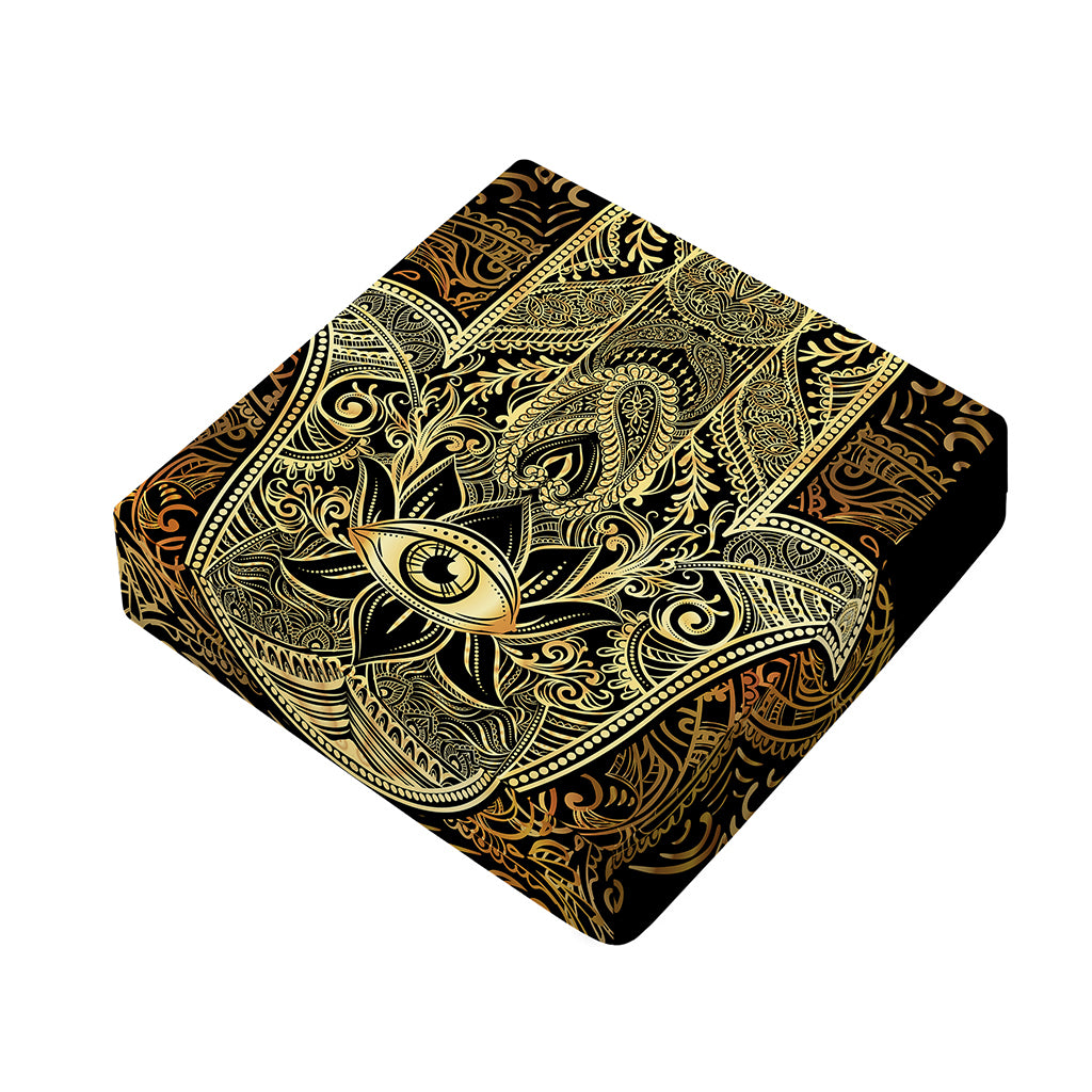 Gold Hamsa Hand Print Outdoor Seat Cushion Cover