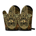 Gold Hamsa Hand Print Oven Mitts
